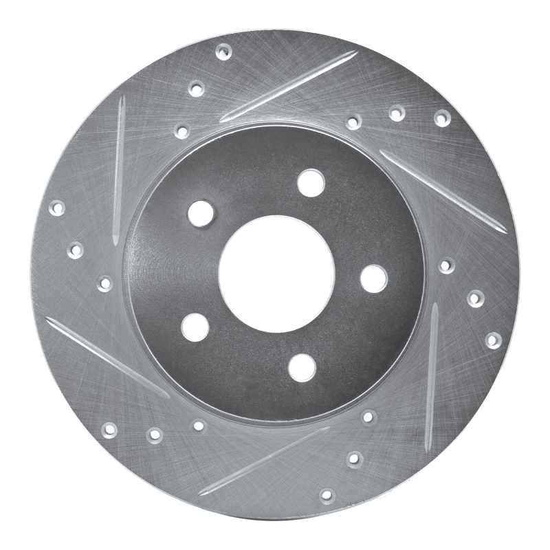 Ford Mondeo Brake Rotor (1) - Rear Left - R1 Concepts - Drilled & Slotted - Silver - `01-`08